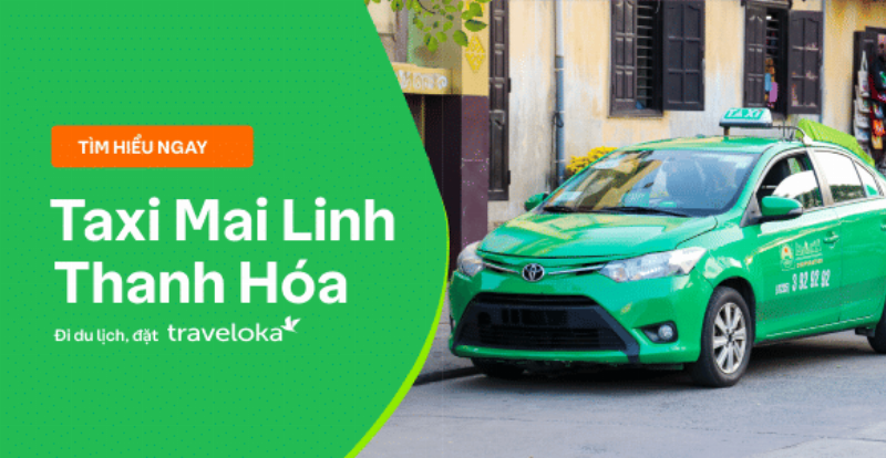 Xe taxi Mai Linh màu xanh lá đặc trưng đậu tại điểm đón ở Ninh Thuận